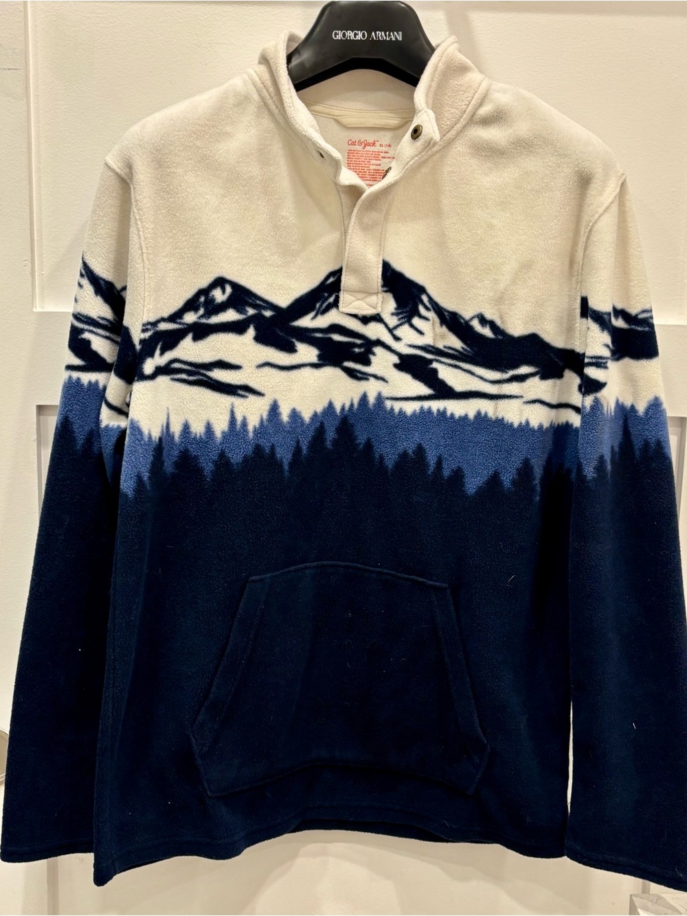 Cat & Jack Navy and Cream Mountain Fleece Pullover
